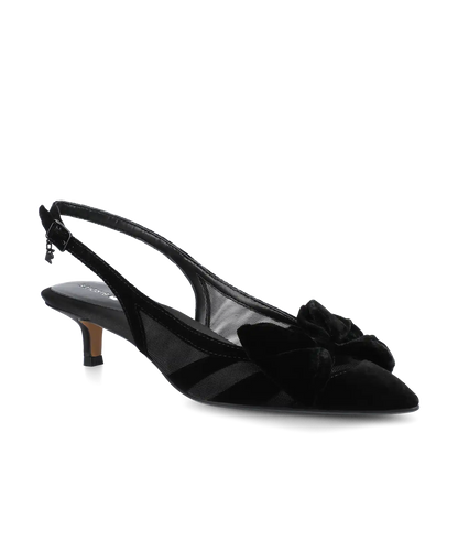 The Goldfinch Kitten Heel - Black Velvet Mesh