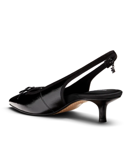 The Goldfinch Kitten Heel - Black Patent Leather