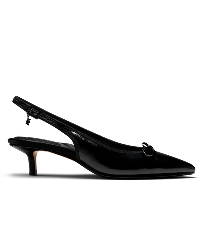 The Goldfinch Kitten Heel - Black Patent Leather