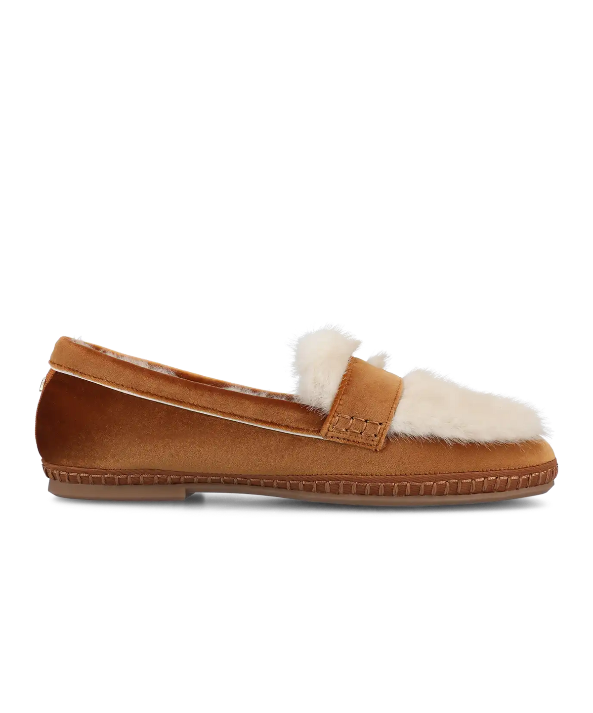 The Heron Loafer Cozy - Tan Velvet Faux Fur