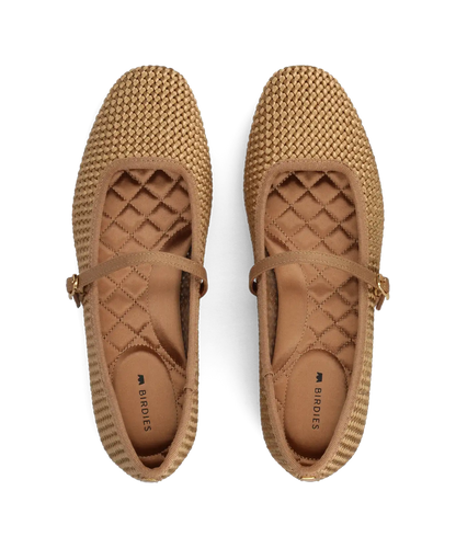 The Hummingbird Mary Jane - Gold Woven Satin