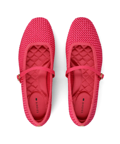 The Hummingbird Mary Jane - Hot Pink Woven Satin