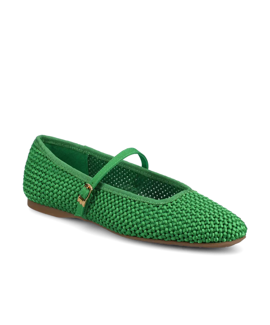 The Hummingbird Mary Jane - Kelly Green Woven Satin