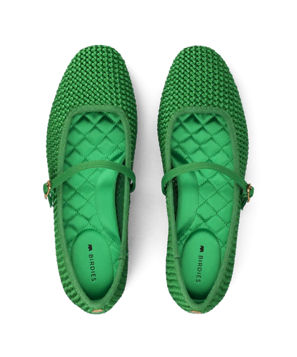 The Hummingbird Mary Jane - Kelly Green Woven Satin