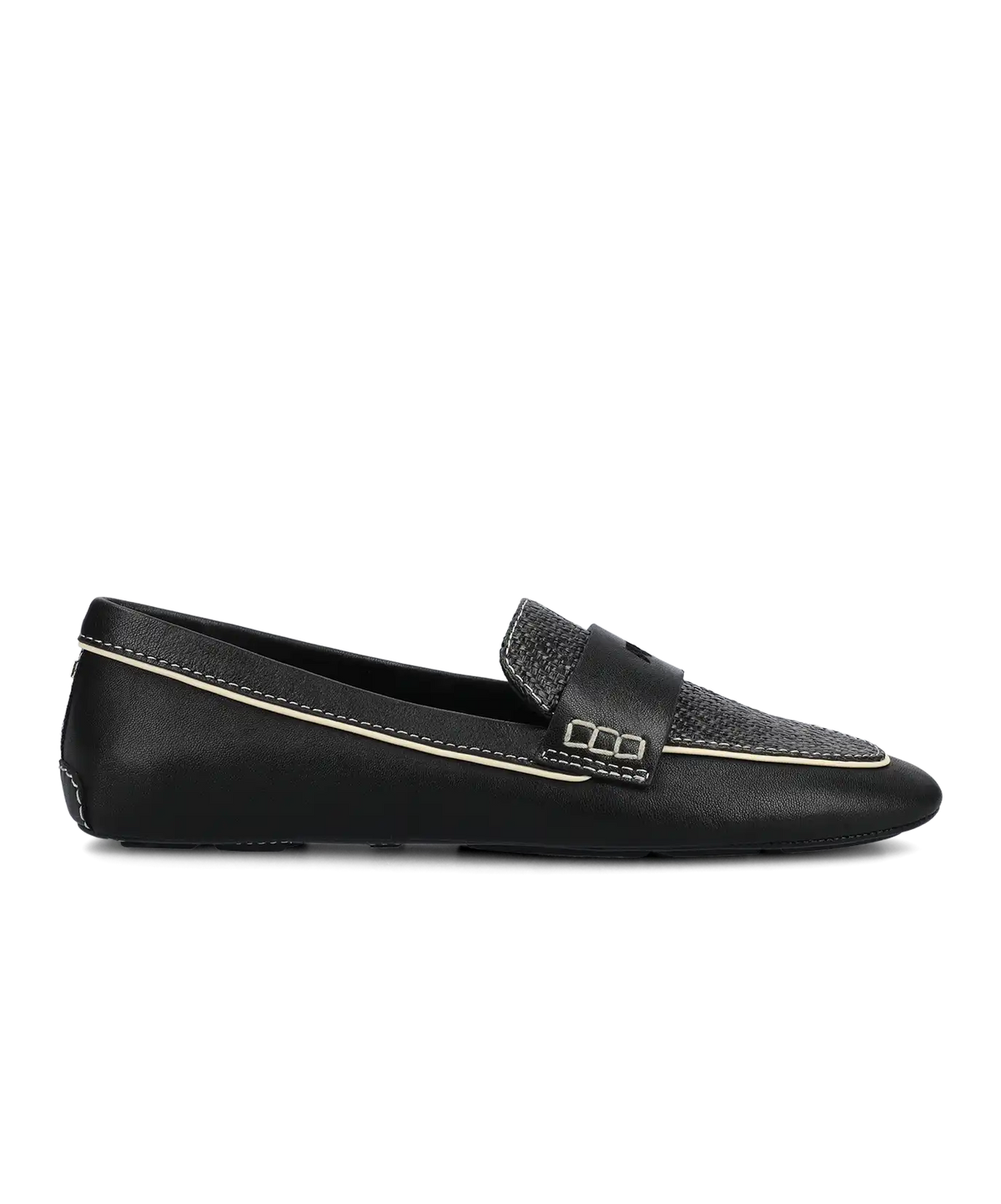 The Vesper Driver - Black Leather Raffia