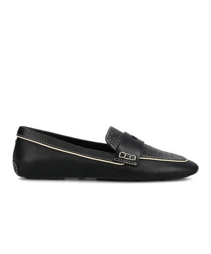 The Vesper Driver - Black Leather Raffia