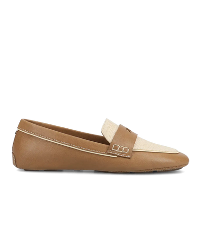 The Vesper Driver - Cappuccino Leather Raffia